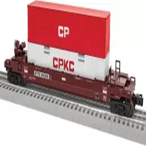 라이오넬 CPKC Maxi-Stack O 게이지 모델 트레인 플랫카 이중 컨테이너 적재량 포함