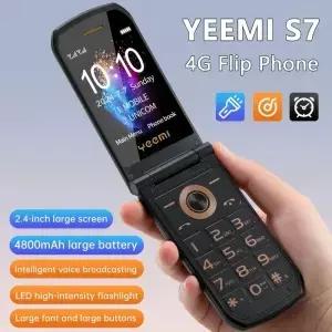 YeeMI S7 4G 러기드 피처폰 큰 버튼 글꼴 듀얼 SIM 스크린 플립폰 4800mAh 폴더형 휴대폰 노인용
