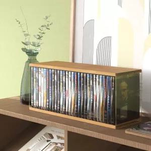 AREAJD 레트로 호두색 MDF DVD 보관함 홀더 비디오 게임 랙 블루 레이 타워 미디어/영화 케이스/VHS 박스