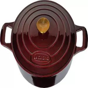 라 쿠이스 에나멜 주철 더치 오븐 카세롤 접시 냄비 뚜껑 5 QT 10.3 / 26cm 직경 내부 매트 블랙 코팅