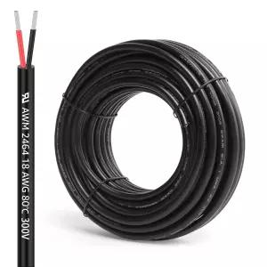 18 게이지 2 도체 전선 30피트 18AWG 연접 PVC 코드 주석 처리 구리 유연 저전압 케이블 LED 스트립용 연장