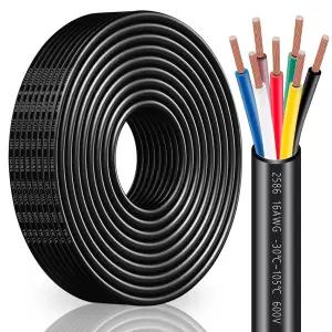 16 게이지 와이어 7 도체 AWG 전기 좌초 PVC 산소 없는 구리 트레일러 케이블 코드 16피트 16/7인치 순수