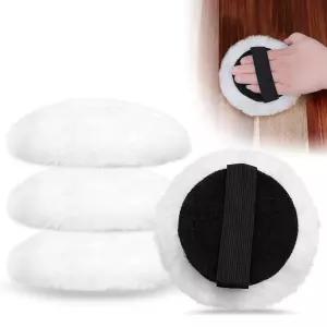 4Pcs 램스울 얼룩 패드 5인치 재사용 가능한 목재 어플리케이터 왁스 가구 바닥 라텍스 기반 마감 페인트