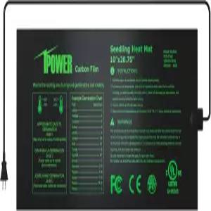 iPower 10 x 20.75 시딩 히트 매트 업그레이드 탄소 필름 실내 온수 식물 발아 시작 패드 검은색