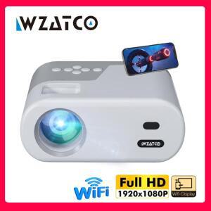 WZATCO 미니 프로젝터, 와이파이 5 미러 스크린, 블루투스 지지대, 풀 HD, 1080P 4K LED 홈 시어터 비머, D