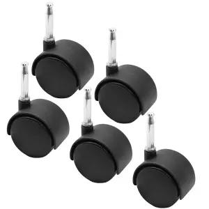 Suiwotin 5pcs 2인치 회전 캐스터 휠 M8 그립 넥 스템 헤비 듀티 가구용 블랙 나일론 교체 테이블 캐비닛