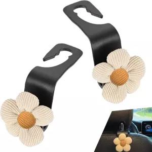 다운힐 2 PCS 카 헤드레스트 후크 귀여운 플라워 카시트 보관 휴대용 범용 액세서리 지갑 및 가방 외부