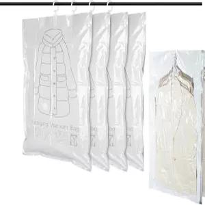 얀허 걸이 진공 보관함 27x43인치/70x110cm 스페이스 백 옷 보호 방진 및 노화 방지 기능으로 주름 4개