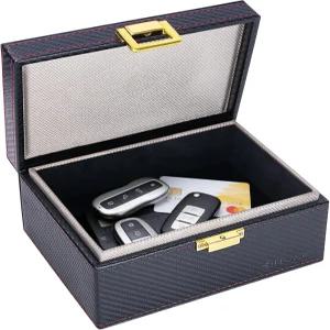 TICONN 패러데이 박스 자동차 키 포브 프로텍터 키리스 탄소 섬유 케이지 신호 차단기 RFID 차단 파우치