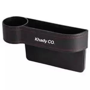 Khady CO 컵 홀더 및 휴대폰 슬롯이 있는 카시트 갭 필러 정리함 PU 가죽 자동차 보관 포켓 운전석 조수석
