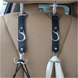 노크미디 카시트 헤드레스트 후크 식료품 지갑 천 핸드백용 가죽 차량 시트 백 행거 홀더 2PCS 3 in 1