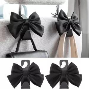 AROELIVUN 2PCS 보우 카 헤드레스트 후크 내구성이 뛰어난 PVC 시트 백 오거나이저 자동차 실내 장식
