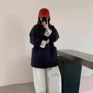 엘럽 여성 하프 캐주얼 트렌치 코트 체크 차이나 싱글 원템1