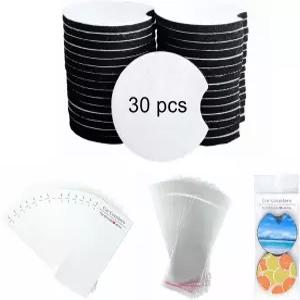 60PCS 승화 코스터 블랭크 원형 카 세트 디스플레이 카드 가방이 있는 포장 열 전달용 2.75인치 빈 컵 매트