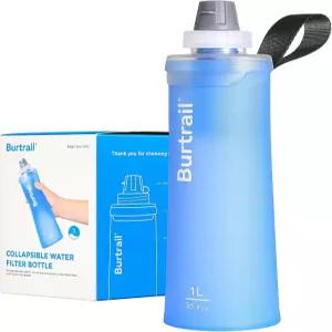 버트레일 1.0L 접이식 정수 필터 병 42mm 캡 카트리지가 포함된 BPA 프리 초경량 및 내구성 있는 스퀴즈