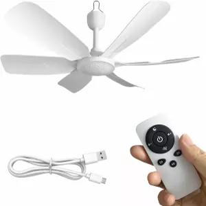 리모컨이 있는 AppliEase USB 전원 18인치 천장 선풍기 6단계 속도 설정 2시간/4시간/8시간 타이머 흰색