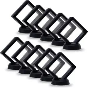 10Pcs 코인 홀더 챌린지 디스플레이 스탠드 AA 메달리온 주얼리 록 젬 화살촉 수집 및 블랙 3D 플로팅