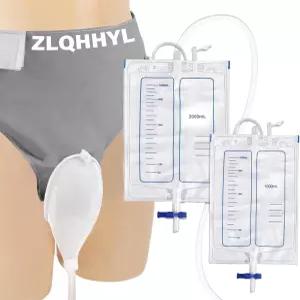 남성용 카테터 소변 수집 시스템 재사용 가능한 휴대용 실리콘 소변기 1 000ml 및 120만 튜브 조절 통기성