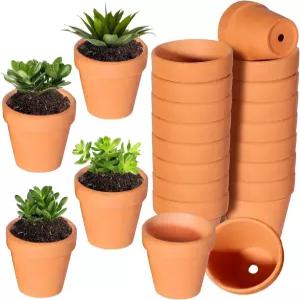 TKSCUSR 22Pcs 3인치 테라코타 냄비 배수구가 있는 점토 화분 선인장 DIY 식물 정원에 적합한 윈도우실