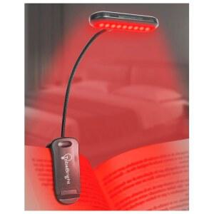 토비브라이트 670NM 레드 라이트 북 LED 충전식 USB-C 클립 밤에 읽을 수 있는 책 조명 100% 블루라이트 케어 램프 360 유연성 여행 학습을 위한 선물