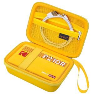 KODAK 미니 2 레트로 4PASS 휴대용 사진 프린터용 캔복 케이스 / 샷 2-IN-1 인스턴트 디지털 카메라 메쉬 백 핏 인화지 및 케이블 노란색