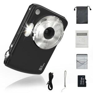 디지털 카메라 50MP FHD 1080P용 16배 줌 안티 쉐이크 기능이 있는 포인트 및 슈팅 남자 여자 를 위한 소형 카메라 선물 블랙