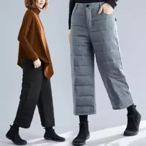 겨울 뒷밴드 솜 바지 여자 누빔 패딩 W65791 8-9부