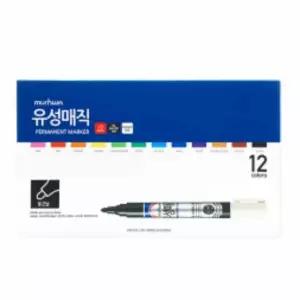 유성 매직 12색 세트 그림펜 컬러유성매직 두꺼운사인펜