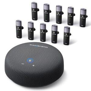주오셩 컨퍼런스 스피커 및 마이크 10개의 AI 마이크가 장착된 USB 스페이커폰 360 66피트 음성 픽업 소음 감소 10인용 에코 캔슬링 멀티 리딩 플랫폼과 호환 가능