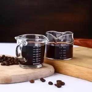 70/75ml 에스프레소 샷 유리 더블 스파우트 측정 컵 내열성 핸들 클리어 스케일 와인 밀크 커피 주전자