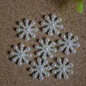 100pcs 12mm 화이트 진주 수지 눈송이 Flatbacks DIY 크리스마스 장식 전화 케이스 Scrapbooking 공예