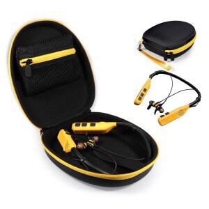 DEWALT 넥밴드 헤드폰 및 내장 스피커가 있는 2-IN-1 헤드폰과 호환되는 케이스색 케이스(노란색 지퍼가 검은색)