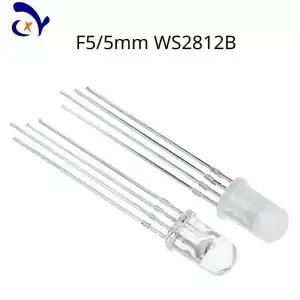 50PCS 고휘도 WS2812B 플러그인 램프 비즈 F5RGB 내장 IC 5V 프로그래밍 가능 직접 삽입 5MM 컬러 풀 LED