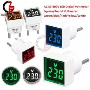LED 디지털 전압계 전압 측정기 테스터 모니터 자동차 오토바이 볼트 EU 플러그 측정 AC 50-500V