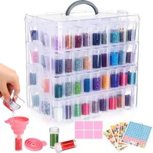 윌링롱 4단 다이아몬드 페인팅 보관 용기 208개 격자 아트 구슬 정리함 액세서리 DIY 주얼리 공예
