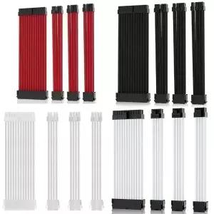 4색 24핀 ATX PSU 모드 슬리브 연장 전원 공급 케이블 키트 커넥터 CPU GPU 모듈식 파워 서플라이 유닛용
