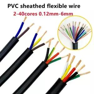 26 24 22 20AWG 2 3 4 5 6 10 8 12 14 16 코어 PVC 피복 구리선 도체 전기 RVV 케이블 검정색 연질 와이어