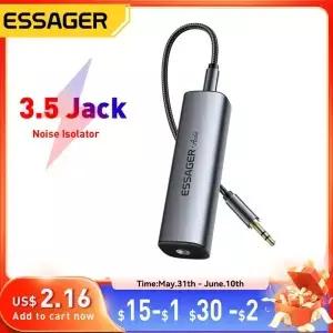 Essager 3.5mm Aux 케이블 오디오 잡음 필터 접지 루프 차단기는 홈 스테레오 자동차 시스템에 대한 취소를