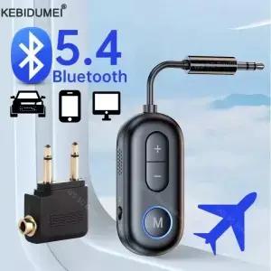 블루투스 5.4 오디오 송신기 수신기 자동차 비행기 TV PC 스피커 용 마이크가있는 3.5MM AUX Hifi 스테레오