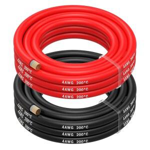 4 AWG 실리콘 와이어 MMOBIEL U2013 게이지 주석 구리 케이블 2 X 8.2FT(빨간색 1개 및 검은색 1개) 자동차 태양열 해양 RV 배터리 용접 중장비용 유연한 고온 전기 와이어