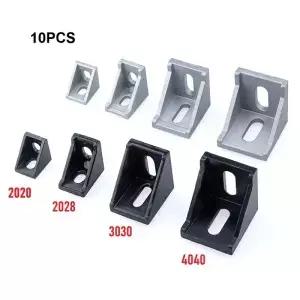 10Pcs 코너 피팅 각도 알루미늄 커넥터 브래킷 패스너 2020 3030 4040 시리즈 산업용 프로파일