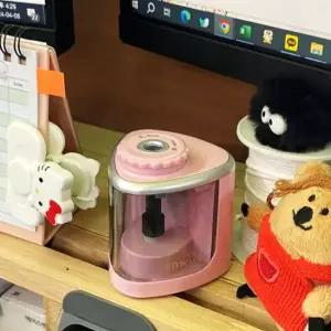 전동연필깎이 겸용 자동연필깎이 자동 핑크 수동