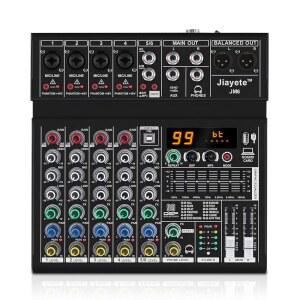 6채널 DJ 믹서, 프로페셔널 오디오 메탈, DSP 99 프리셋 이펙트, 블루투스 사운드 보드, 48V 팬텀 파워, 블랙 USB Xlr 음악 스트리밍 미니 믹싱 콘솔, PC용 Pa