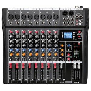 K-mxerpro 8 채널 프로페셔널 오디오 믹서 콘솔 사운드 보드, 48V 팬텀 파워, 라이브 쇼용 USB 인터페이스, 녹음 음악 무대 노래방 스트리밍