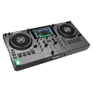 배터리가 있는 Numark Mixstream Pro Go 휴대용 DJ 컨트롤러, 스템 분리가 믹서, 스피커, WiFi 스트리밍, 터치스크린, 세라토 DJ와 함께 작동합니다
