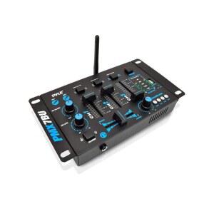 Pyle 무선 DJ 오디오 믹서 - 3채널 블루투스 호환 컨트롤러 사운드 믹서, 마이크-토크오버, USB 리더, 듀얼 RCA 포노/라인 입력, 마이크 헤드폰 잭, 블랙 PMX7BU