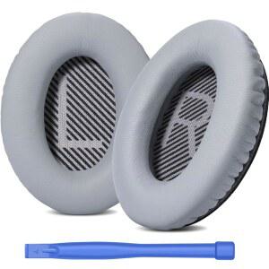 BOSE QUIETCOMFORT 35 QC35 및 II U2013 프리미엄 메모리 폼 부드러운 단백질 가죽 향상된 소음 차단 간편한 설치 편안하고 내구성 있는 헤드폰 교체 이어 패드(실버)