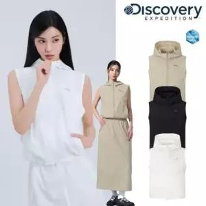디스커버리 26년 신상품 DWTR97063 여성 프레시벤트 경량 우븐 트레이닝 후드 베스트 조끼 284772