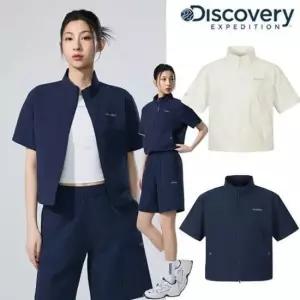 디스커버리 26년 신상품 DWTR99063 신상 여름 여성 시어서커 하이넥 반팔 집업 바람막이 자켓 284774