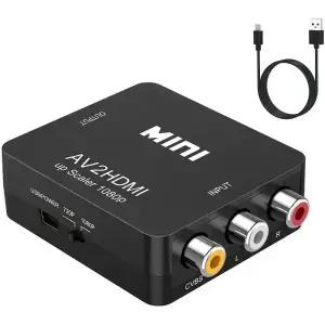 HD 1080P RCA AV-HDMI 변환기 미니 복합 CVBS 비디오 오디오 어댑터 PS2/3 VCR DVD-TV용 USB 케이블 포함